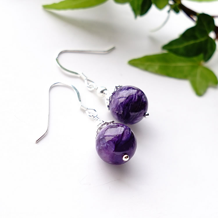 チャロアイト 天然石 ピアス シルバー925 パワーストーン 【世界3大ヒーリングストーンのひとつ チャロ..