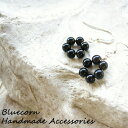 モリオン パワーストーン 14金ゴールドフィールド使用! モリオン黒水晶 フラワー ピアス ノンホールピアス パワ−スト−ン 天然石 ...