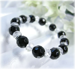 パワーストーン ブレスレット メンズ レディース オニキス ストーン多面カットブレスレット06 パワ−スト−ン Onyx 天然石 水晶 ...