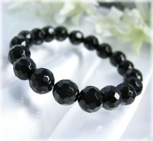 パワーストーン ブレスレット メンズ レディース オニキス ストーン多面カットブレスレット05 パワ−スト−ン Onyx 天然石 水晶 ...