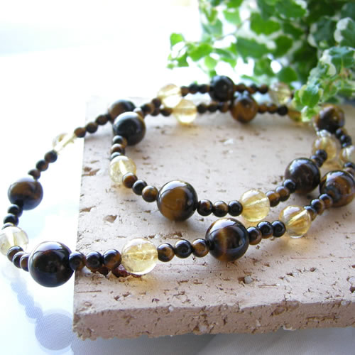 パワーストーン 「富と財産」の石 シトリン と金運UPの石 タイガーアイ! シトリン &タイガーアイネックレス! パワーストーン天然石 パワ−スト&...