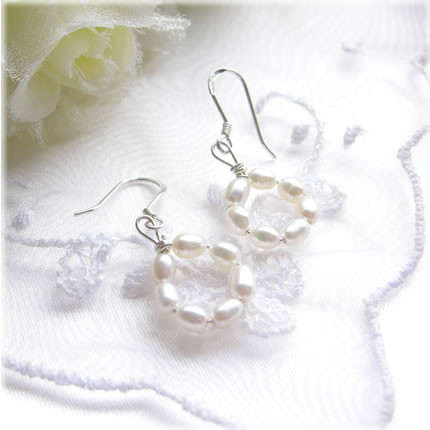 パワーストーン ピアス 天然石 サークルピアス ノンホールピアス パール 美と健康 安産 ホワイト アク..