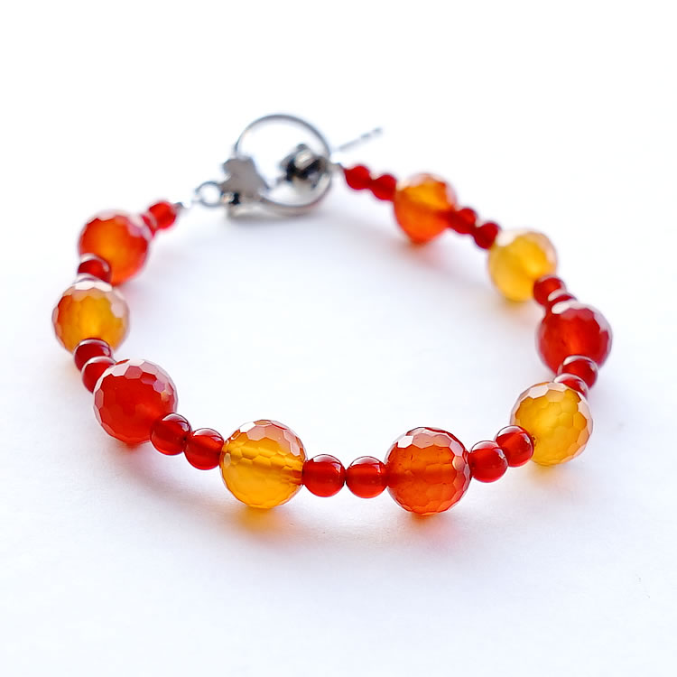 カーネリアン ブレスレット パワーストーン 天然石 【夕陽のような 優しいオレンジ色 カーネリアンのダブルブレスレット】幸運 健康 癒し 開運 お守り 運勢UP...