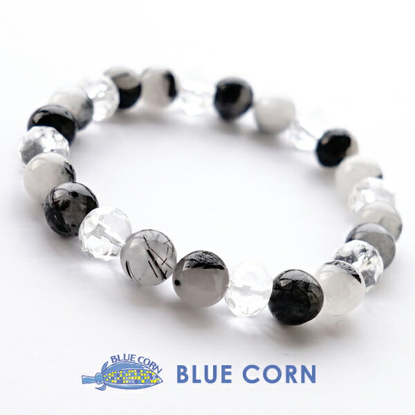 ブラック トルマリン イン クォーツ 水晶 ブレスレット パワーストーン 天然石 【あなたの願いを叶えやすくするブレスレット】願望達成 開運 幸運 運勢UP 占...