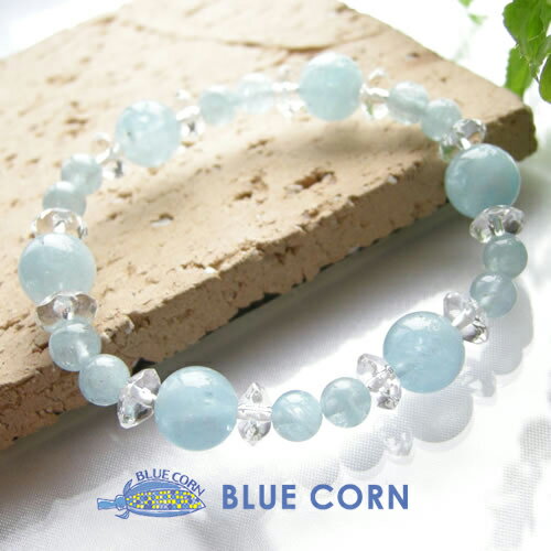 パワーストーン ブレスレット メンズ レディース アクアマリン ダブル ブレスレット パワ−スト−ン 天然石 水晶 癒し 浄化 幸運 開...