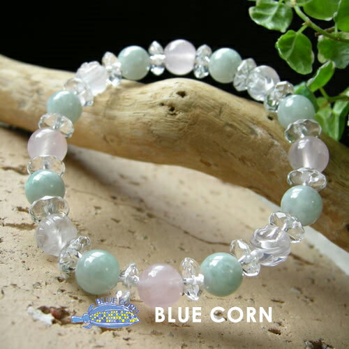 パワーストーン ブレスレット メンズ レディース 薔薇 ローズクォーツ と ローズクォーツビルマ翡翠 & 水晶 ブレスレットパワーストーン 天然石 水晶 癒し ...