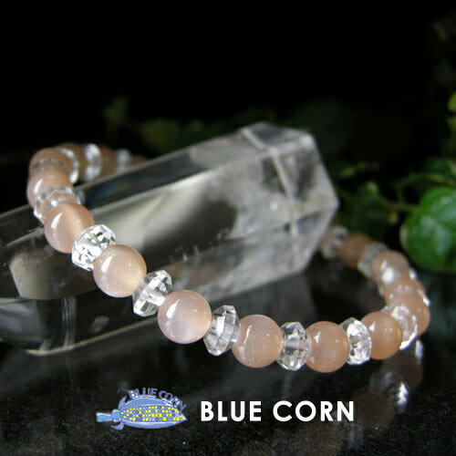 パワーストーン ブレスレット メンズ レディース 高品質(5A) 6ミリ球! サンムーンストーン & 水晶 パワ−スト−ン 天然石 恋人...