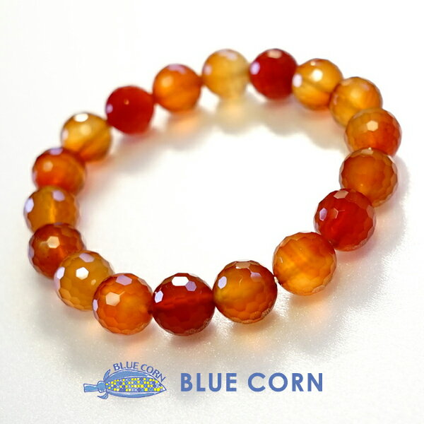 ブレスレット パワーストーン カーネリアン 【積極的なプラス思考になる 多面カットカーネリアン】天然石 幸運 健康 浄化 お守り 占い オレンジ レディース か...
