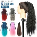 【レビュー特典 10%OFF】【2本セット】ウェーブ エクステ グラデーション ヘアーエクステンション ポニーテール 女の子 子供 大人 キッズ ガールズ ウイ...
