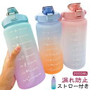 【レビュー特典 10%OFF】水筒 2L ウォーターボトル 2リットル 目盛り付き 漏れ防止 ストロー付き 携帯便利 子供 大人 大容量 タイムマーカー付き ス...