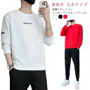 【レビュー特典 10%OFF】メンズ 上下セット スポーツウエア 春 長ズボン 運動服 ジャージ ラウンドネック ジョガーパンツ スウェットパンツ 長袖トレーナ...