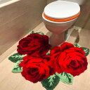 【レビュー特典 20%OFF】豪華ローズフラワー型トイレマット 70×60cm ポリエステル製 滑り止め付 柔らかいフロアマット レッド ピンク 耐久性抜群 室内装飾 yyrb832