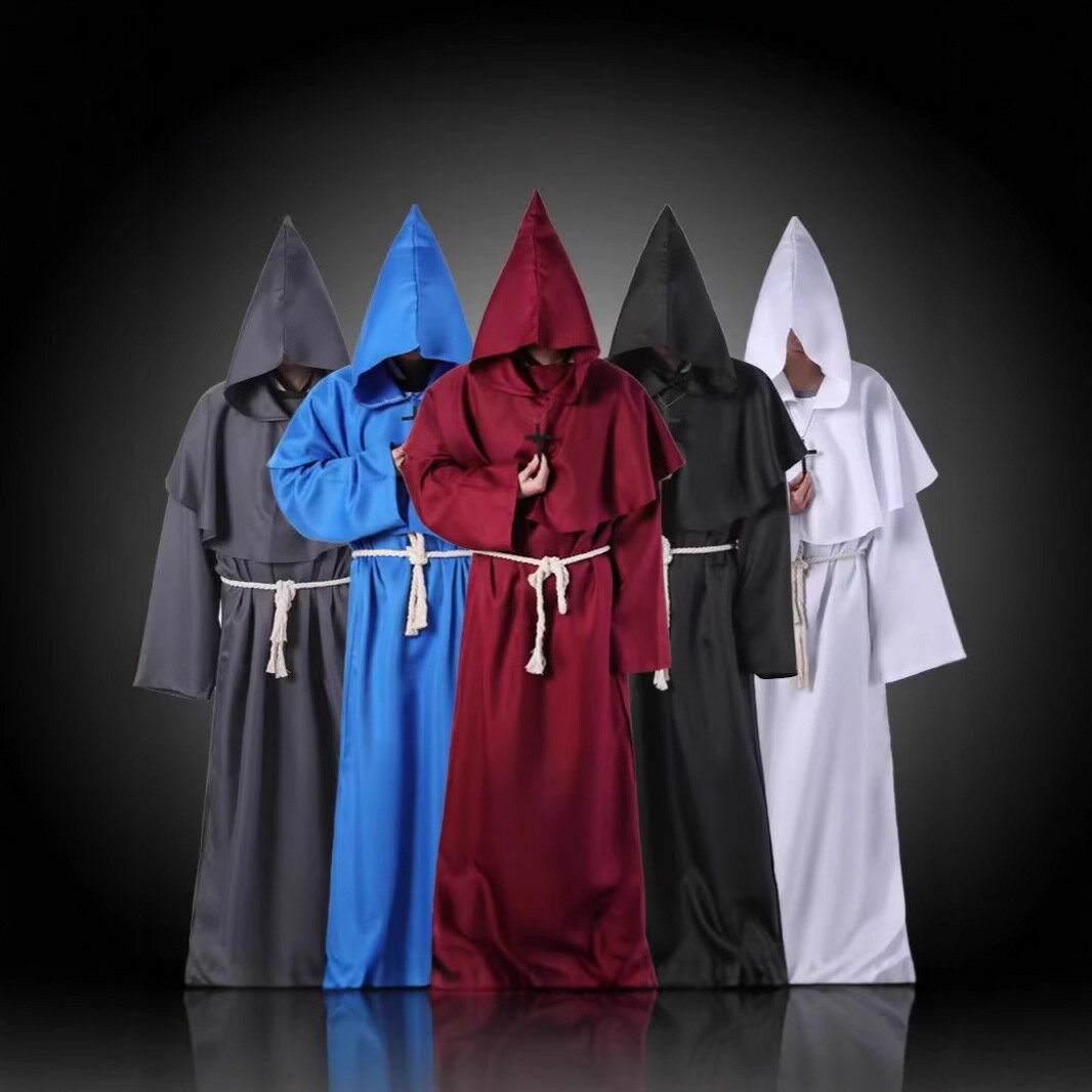 樂天商城 - 【送料無料 20％OFF】【ハロウィン 仮装】中世風 ローブ マント付き 僧侶 魔法使い 修道士 司祭 コスプレ 衣装 フード付きローブ メンズ 男女兼用
