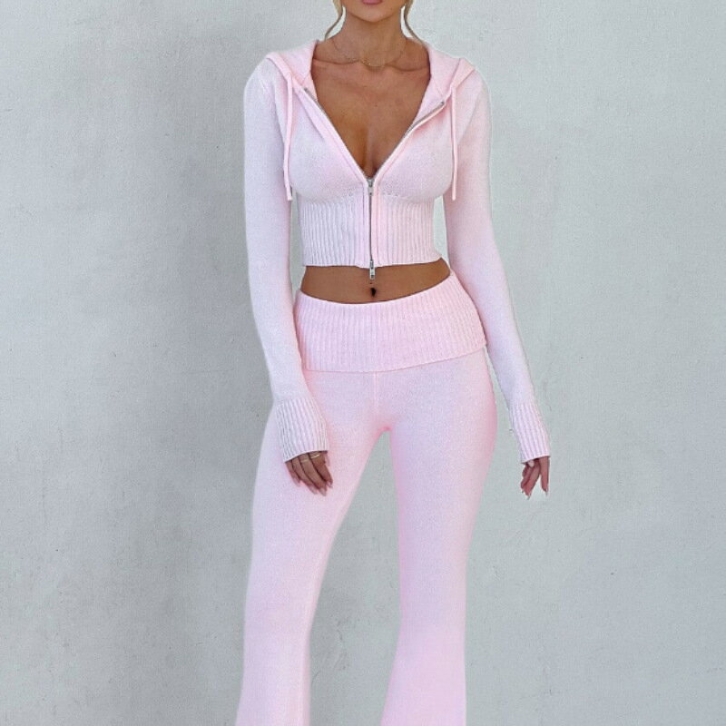 【送料無料】2点セット レディース スウェット フィット ショート パーカー タックパンツ 秋 部屋着