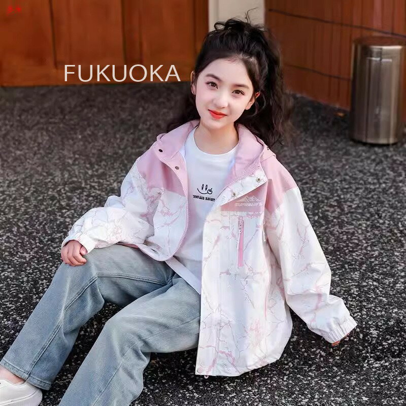 乐天商城 - 【送料無料★20％OFF】2025春新作 女の子 ジャケット 韓国風 ウィンドブレーカー 薄手アウター 中大児向け カジュアル 春秋 子供服