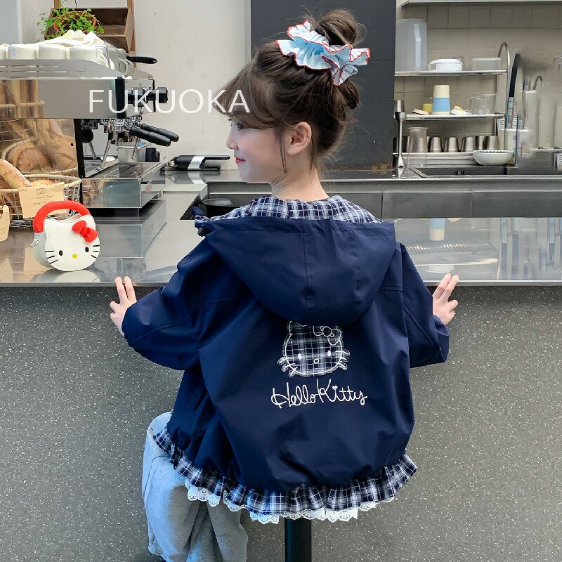 乐天商城 - 【送料無料★20％OFF】2025春秋新作 女の子 フード付きウィンドブレーカー 韓国風 おしゃれジャケット 中大児向け 軽アウター 子供服