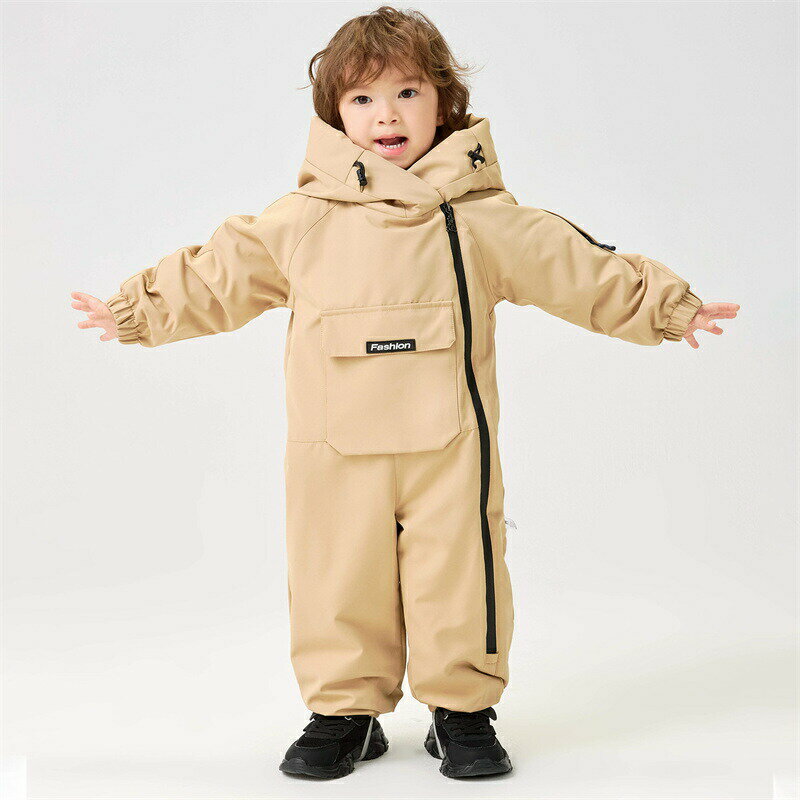 送料無料 ベビーロンパース スノーウェア スキー お出かけ 冬服 スノーボードウェア カバーオール プラスベルベット ジャンプスーツ 雪遊び ジャケット アウター 女児 男児 厚手 長袖 フード付 防寒着 幼稚園 保育園 出産祝い クリスマス プレゼント 3
