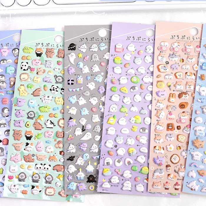 【12枚セット全12種】シール ぷにぷに もちもち ぷちぷにらいふしーる デコシール 3D 立体シール デコレーション どうぶつ おばけ ハムスター装飾 キッズ 子供向け 女の子 幼児 小学生 ギフト プレゼント かわいい おしゃれ iPhoneケース 文具 文房具 事務用品 hpy337-10012351 HPY商城 サンプル画像2