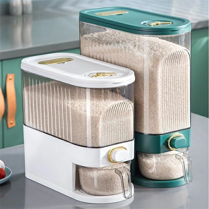 樂天商城 - 【新品発売期間限定特価】大容量 5 KG10 KG米びつ 計量カップ付 ドライフードディスペンサー ライスストッカー こめびつ密閉 鮮度を保ち 軽量 清潔便利 小麦粉 豆 穀物 お米収納 米入れ お米 コメ キッチン収納 保存容器 キッチン用品 お米ケース