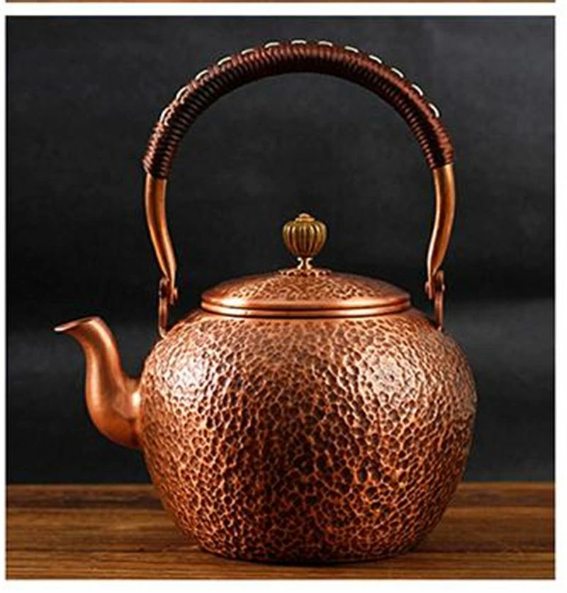 【新品発売期間限定特価】新入荷☆手作り 純銅鍋 ★茶道具 純紫銅製 流口 やかんを沸かす★提梁壺 鉄瓶 1400ML hpy337-10014076 HPY商城 サンプル画像3