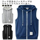 【レビュー特典 20%OFF】ジッパー カーディガン ノースリーブパーカー フード付き ベスト ジップアップ トップス 春 夏 スポーツウエア