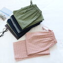 【レビュー特典 20%OFF】カップお揃いパジャマパンツ 綿生地パジャマパンツ レディースパジャマ メンズパジャマ パンツのみ カップルペアルック ルームウェア チェック柄 ロング丈 ウエストゴム 腰紐 ナイトウエア 部屋着 快適 夏春秋 プレゼント 贈り物 5色