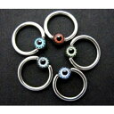 SS ボディピアス サージカルステンレス 目玉ビーズリング 【14G】★メール便翌日到着300円★