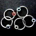 SS ボディピアス サージカルステンレス 目玉ビーズリング 【16G】★メール便翌日到着300円★