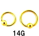 18GP ボディピアス 18金ゴールド ビーズリング【 14G】(6〜20)mm ★メール便翌日到着300円★