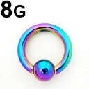 RB ボディピアス レインボーニオビウム ビーズリング 【8G】(12、14、16)mm ★メール便翌日到着300円★★