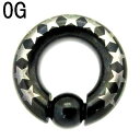 BK ボディピアス ブラックチタン スターデザインビーズリング0G★メール便翌日到着300円★(4)