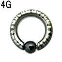 BK ボディピアス ブラックチタン ファイヤーフレームビーズリング【4G】★メール便翌日到着300円★