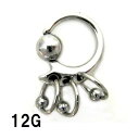 SS ボディピアス サージカルステンレス 3連親子ビーズリング【12G】★メール便翌日到着300円★