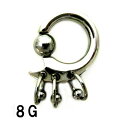 SS ボディピアス サージカルステンレス 3連親子ビーズリング【8G】★メール便翌日到着300円★