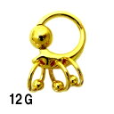 18GP ボディピアス 18金ゴールド 3連親子ビーズリング【12G】★メール便翌日到着300円★