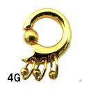 18GP ボディピアス 18金ゴールド 3連親子ビーズリング【4G】★メール便翌日到着300円★