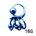 BL ボディピアス ブルーニオビウム 3連親子ビーズリング 【16G】★メール便翌日到着300円★