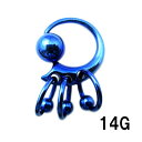 BL ボディピアス ブルーニオビウム 3連親子ビーズリング 【14G】★メール便翌日到着300円★