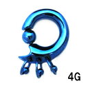 BL ボディピアス ブルーニオビウム 3連親子ビーズリング 【4G】★メール便翌日到着300円★