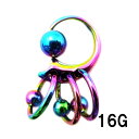 RB ボディピアス レインボーニオビウム 3連親子ビーズリング【16G】★メール便翌日到着300円★