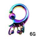 RB ボディピアス レインボーニオビウム 3連親子ビーズリング【6G】★メール便翌日到着300円★