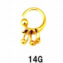 18GP ボディピアス 18金ゴールド 3連親子ビーズリング【14G】★メール便翌日到着300円★