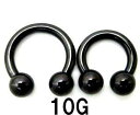 BK ボディピアス ブラックチタン サーキュラーバーベル 【10G】(10、12)mm★メール便翌日到着300円★