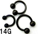 BK ボディピアス ブラックチタン サーキュラーバーベル 【14G】(6〜12)mm★メール便翌日到着300円★