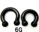 BK ボディピアス ブラックチタン サーキュラーバーベル 【6G】(10、12,14)mm ★メール便翌日到着300円★