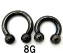 BK ボディピアス ブラックチタン サーキュラーバーベル 【8G】(10、12)mm★メール便翌日到着300円★