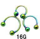 RB ボディピアス レインボーニオビウム サーキュラーバーベル 【16G】(8,10,12)mm★メール便翌日到着300円★