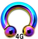 RB ボディピアス レインボーニオビウム サーキュラーバーベル 【4G】(12,14,16)mm★メール便翌日到着300円★