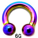 RB ボディピアス レインボーニオビウム サーキュラーバーベル 【6G】(12,14,16)mm★メール便翌日到着300円★