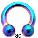 RB ボディピアス レインボーニオビウム サーキュラーバーベル 【8G】(10,12,14)mm★メール便翌日到着300円★